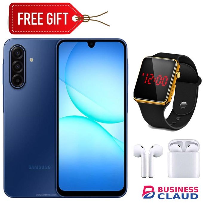 Samsung Galaxy A17, 6.7'' HD+ Display, 4GB RAM + 128GB ROM (Dual Sim), 50MP Camera, 5000mAh Battery - Blue + LED Watch & Earpods