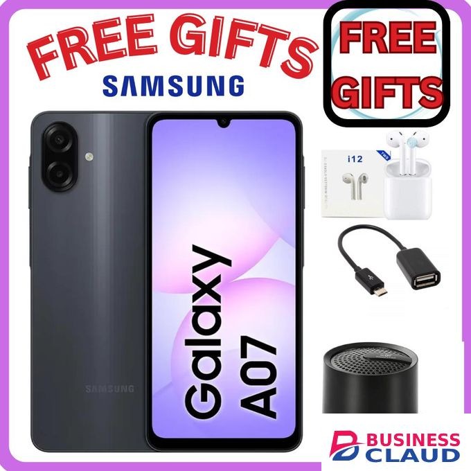 Samsung A07 64GB+4GB 6.7" 90Hz 50MP Dual Camera MTK Helio G99 5000mAh + FREE GIFTS (SPEAKER+EARPODS +OTG CABLE)