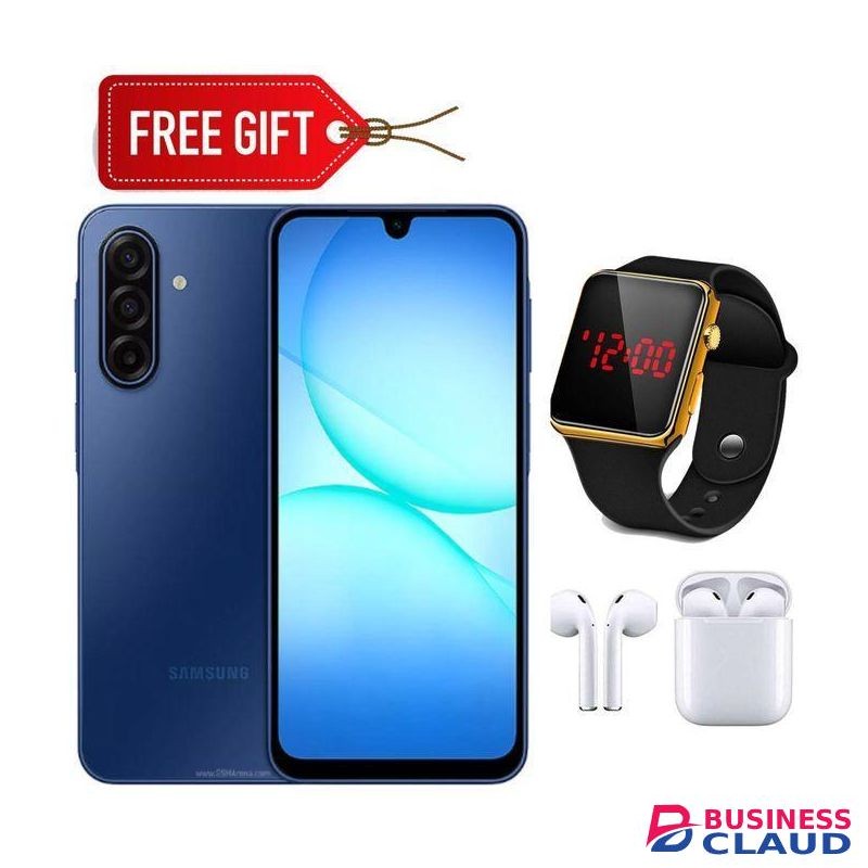 Samsung Galaxy A17, 6.7'' HD+ Display, 6GB RAM + 128GB ROM (Dual Sim), 50MP Camera, 5000mAh Battery - Blue + LED Watch + Earpods