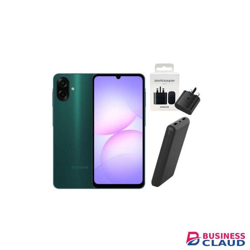 Samsung Galaxy A07, 6.7'' Display, 4GB RAM+ 64GB ROM (Dual) 50MP Camera, 5000mAh-2 yrs warranty , Dark Green + Travel Adapter & Power Bank,,,
