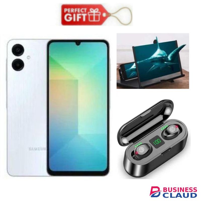 Samsung Galaxy A06 6.7" Display, 128GB ROM + 4GB RAM (Dual Sim)50MP Camera,4G Nertwork, 5000mAh - lightblue + F9 earbuds & Magnifier