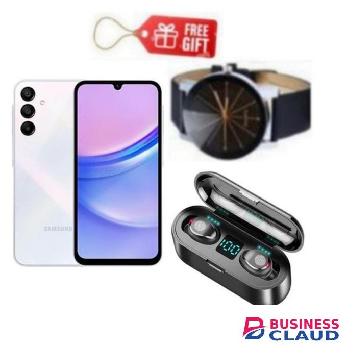 Samsung Galaxy A15, 6.5", 256GB + 8GB RAM (Dual SIM), 5000mAh, 4G- Light Blue + F9 Earbuds & Watch