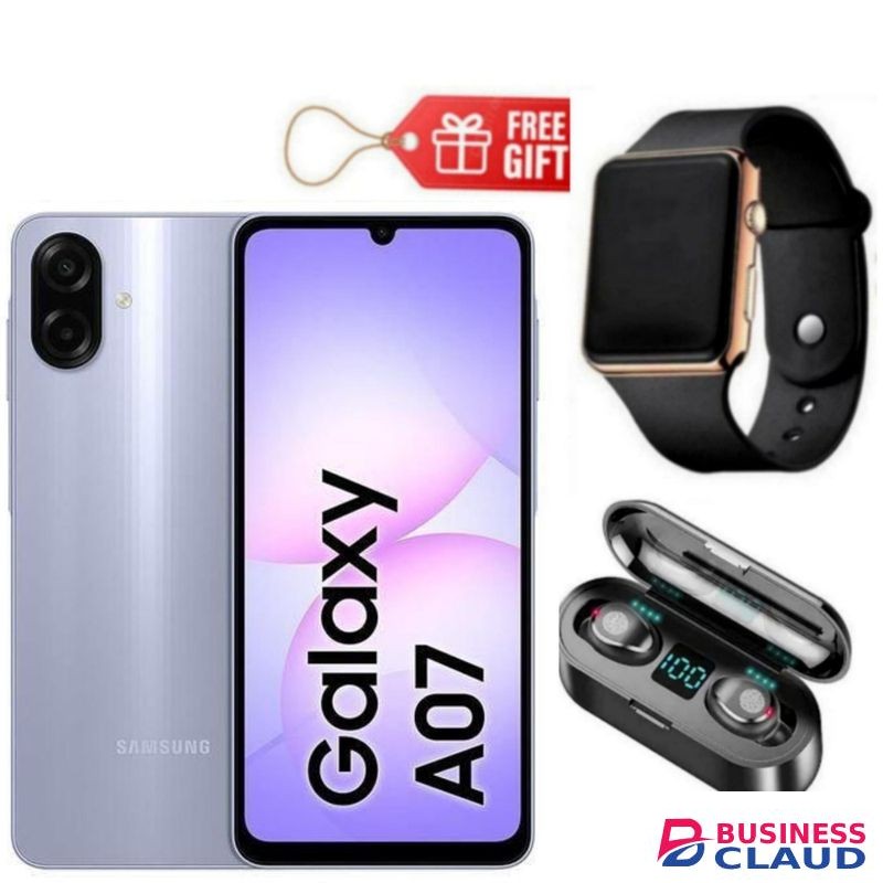 Samsung Galaxy A07, 6.7", 8GB RAM + 256GB RM (Dual SIM), 5000mAh, Light Violet + F9 Earbuds & Led Watch