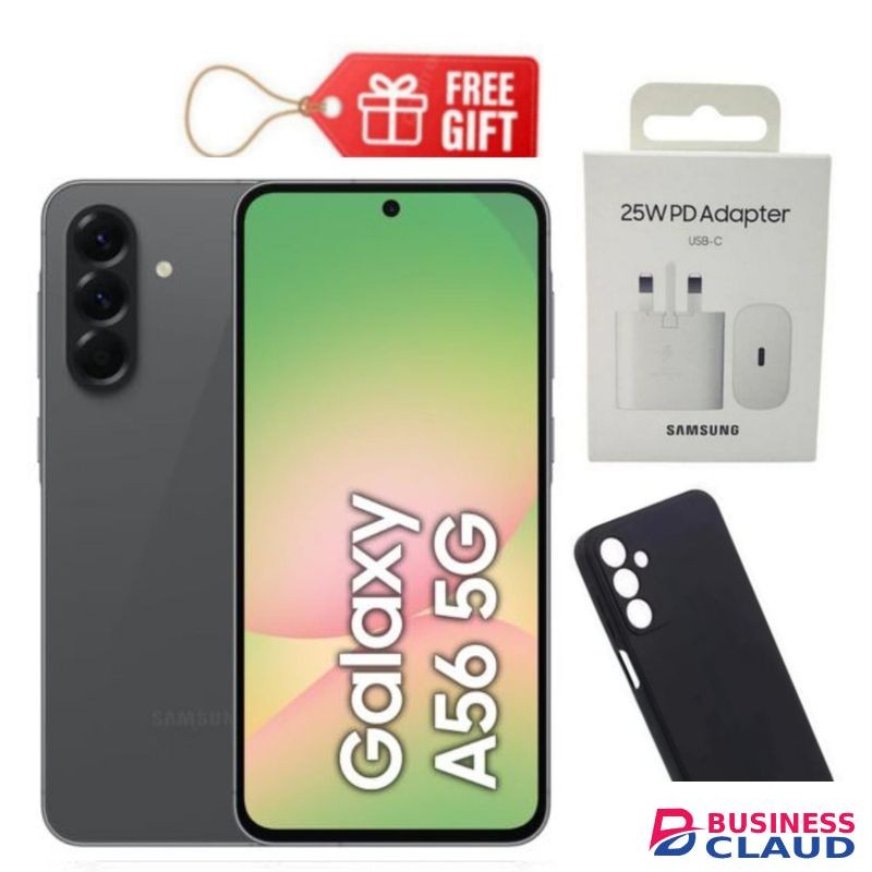 Samsung Galaxy A56 5G, 6.7", 128GB ROM + 8GB RAM (Dual SIM), 5000mAh, Awesome Graphite + Phone Cover & Travel Adapter