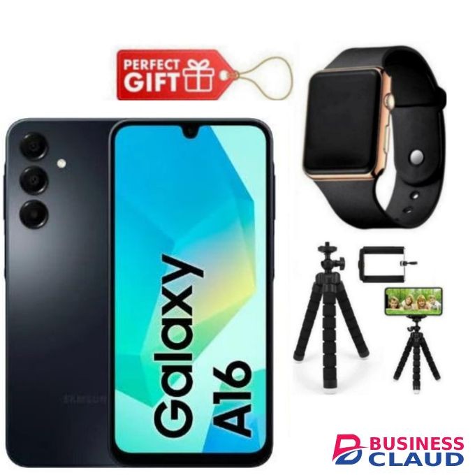 Samsung Galaxy A16, 6.7", 128GB ROM + 4GB RAM (Dual SIM), 5000mAh, Black + Tripod Stand & Led Watch