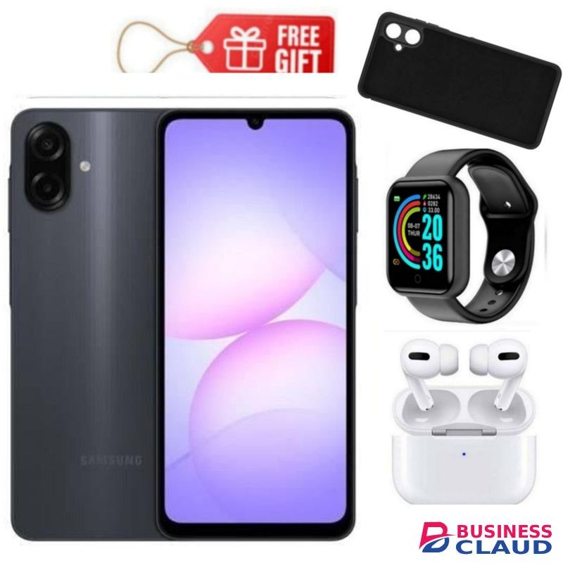 Samsung Galaxy A07, 6.7", 8GB RAM + 256GB RM (Dual SIM), 5000mAh, Black + Phone Cover,Airpods & Smart Watch