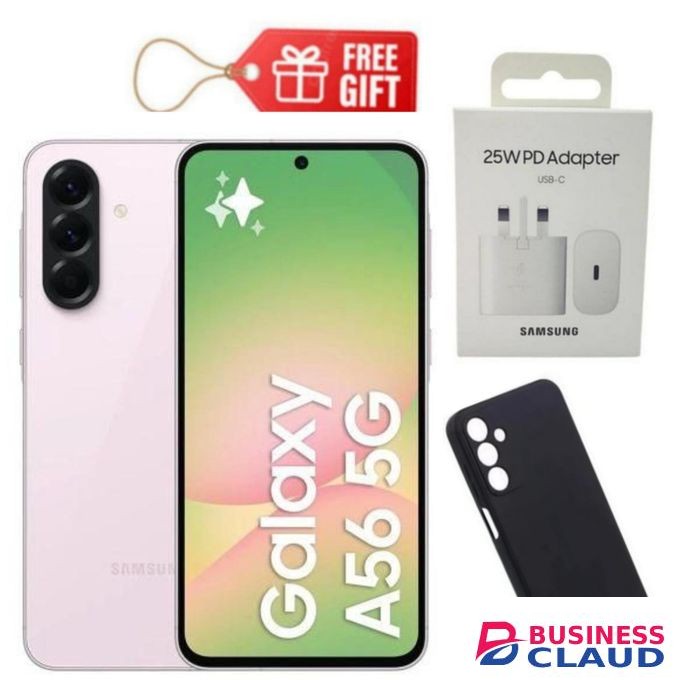 Samsung Galaxy A56 5G, 6.7", 128GB ROM + 8GB RAM (Dual SIM), 5000mAh, Awesome Pink + Travel Adapter & Phone Cover