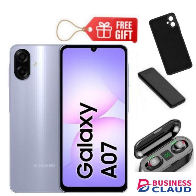 Samsung Galaxy A07, 6.7", 8GB RAM + 256GB RM (Dual SIM), 5000mAh, Light Violet + F9 Earbuds, Phone Cover & Power Bank