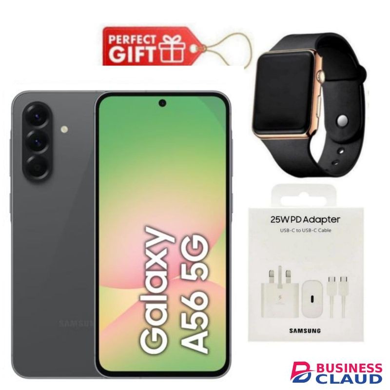 Samsung Galaxy A56 5G, 6.7", 128GB ROM + 8GB RAM (Dual SIM), 5000mAh, Awesome Graphite + Travel Adapter & Led Watch