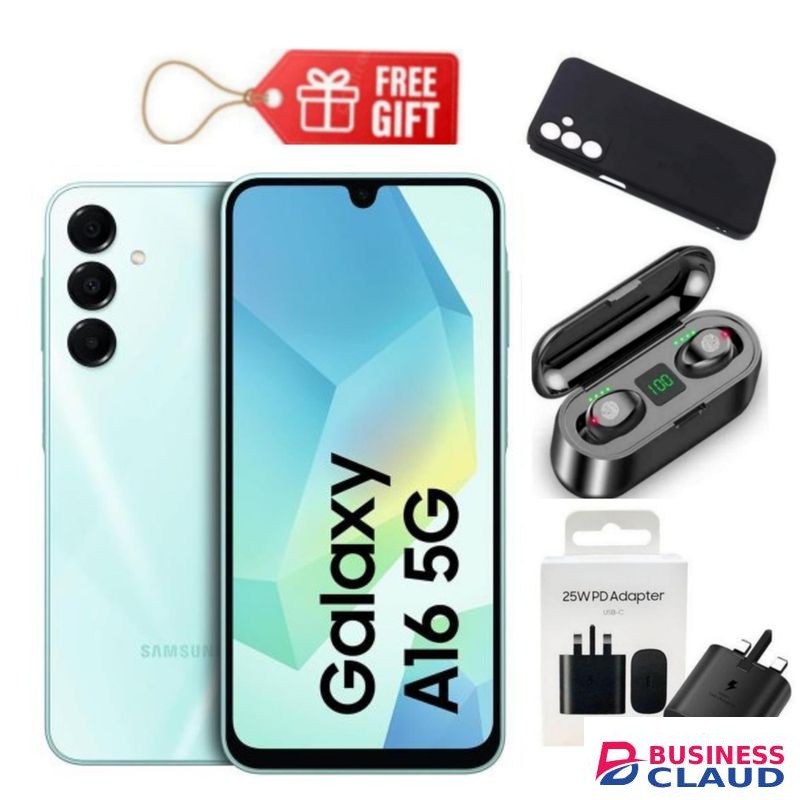 Samsung Galaxy A16, 6.7", 128GB ROM + 4GB RAM (Dual SIM), 5000mAh, Light Green + Phone Cover, F9 Earbuds & F9 Earbuds