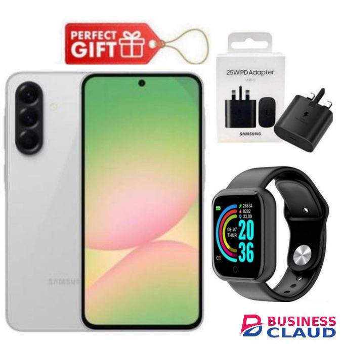Samsung Galaxy A56 5G, 6.7", 128GB ROM + 8GB RAM (Dual SIM), 5000mAh, Light Grey + Travel Adapter & Smart Watch