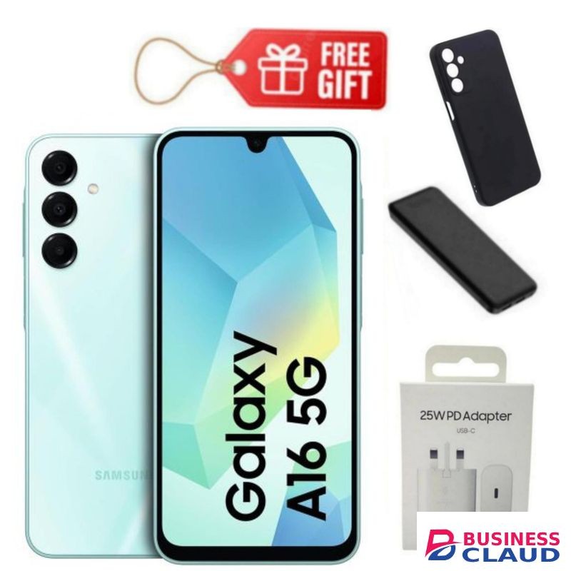 Samsung Galaxy A16, 6.7", 128GB ROM + 4GB RAM (Dual SIM), 5000mAh, Light Green + Power Bank, Phone Cover & Travel Adapter