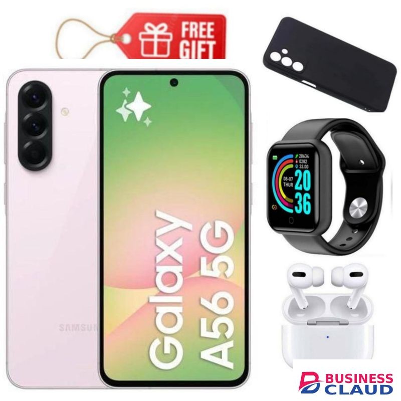 Samsung Galaxy A56 5G, 6.7", 128GB ROM + 8GB RAM (Dual SIM), 5000mAh, Awesome Pink + Airpods , Phone Cover & Smart Watch
