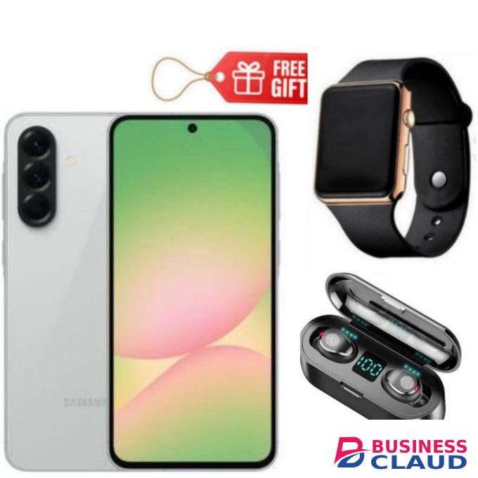 Samsung Galaxy A56 5G, 6.7", 128GB ROM + 8GB RAM (Dual SIM), 5000mAh, Light Grey + F9 Earbuds & Led Watch