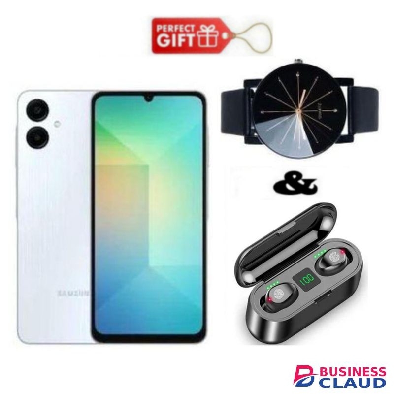 Samsung Galaxy A06 6.7" Display, 4GB RAM+128GB ROM (Dual Sim)50MP Camera,4G Nertwork, 5000mAh - lightblue + F9 earbuds + watch