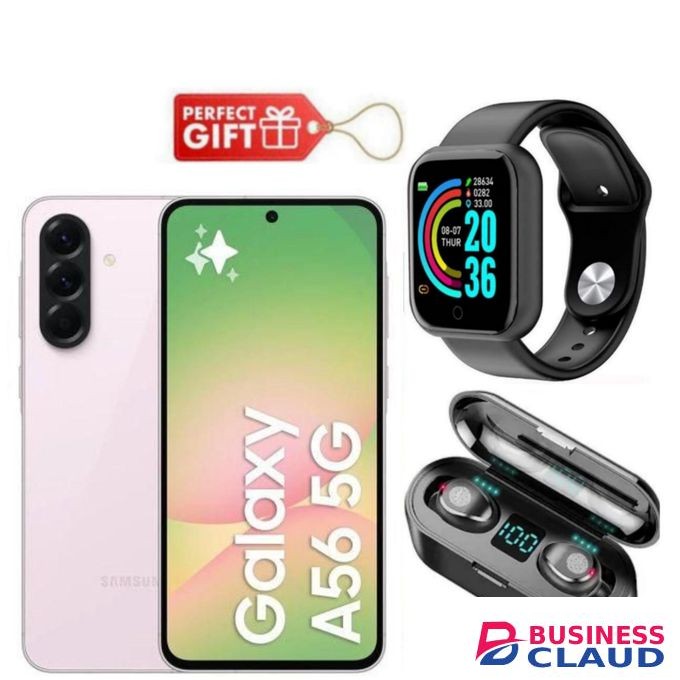 Samsung Galaxy A56 5G, 6.7", 128GB ROM + 8GB RAM (Dual SIM), 5000mAh, Awesome Pink + F9 Earbuds & Smart Watch
