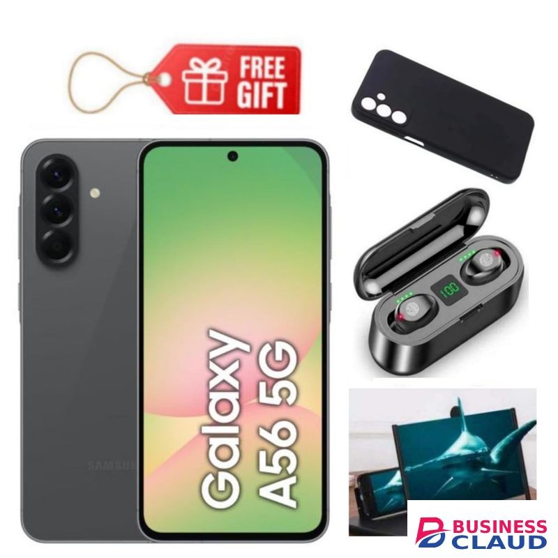 Samsung Galaxy A56 5G, 6.7", 128GB ROM + 8GB RAM (Dual SIM), 5000mAh, Awesome Graphite + Phone Cover, Magnifier & F9 Earbuds