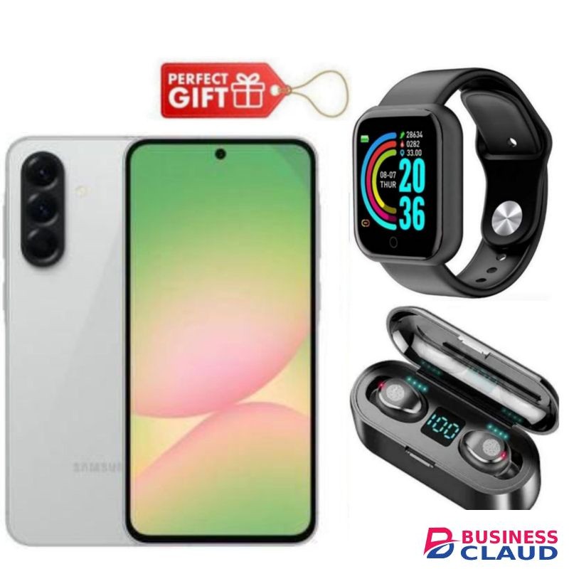 Samsung Galaxy A56 5G, 6.7", 128GB ROM + 8GB RAM (Dual SIM), 5000mAh, Light Grey + F9 Earbuds & Smart Watch