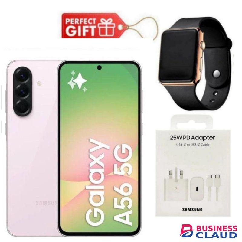 Samsung Galaxy A56 5G, 6.7", 128GB ROM + 8GB RAM (Dual SIM), 5000mAh, Awesome Pink + Travel Adapter & Led Watch