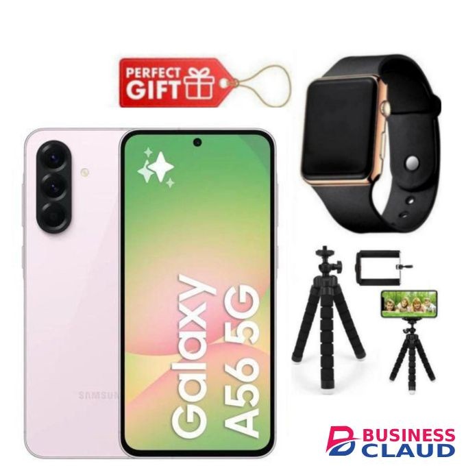 Samsung Galaxy A56 5G, 6.7", 128GB ROM + 8GB RAM (Dual SIM), 5000mAh, Awesome Pink + Led Watch & Tripod Stand