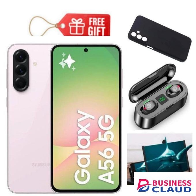 Samsung Galaxy A56 5G, 6.7", 128GB ROM + 8GB RAM (Dual SIM), 5000mAh, Awesome Pink + F9 Earbuds , Phone Cover & Magnifier
