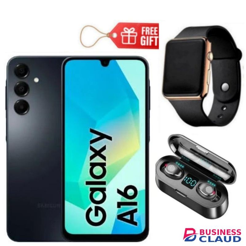 Samsung Galaxy A16, 6.7", 128GB ROM + 4GB RAM (Dual SIM), 5000mAh, Black + F9 Earbuds & Led Watch