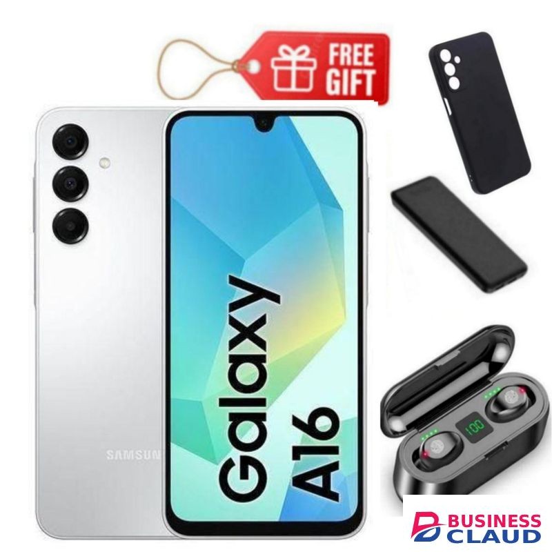Samsung Galaxy A16, 6.7", 128GB ROM + 4GB RAM (Dual SIM), 5000mAh, Light Grey + F9 Earbuds, Phone Cover & Power Bank