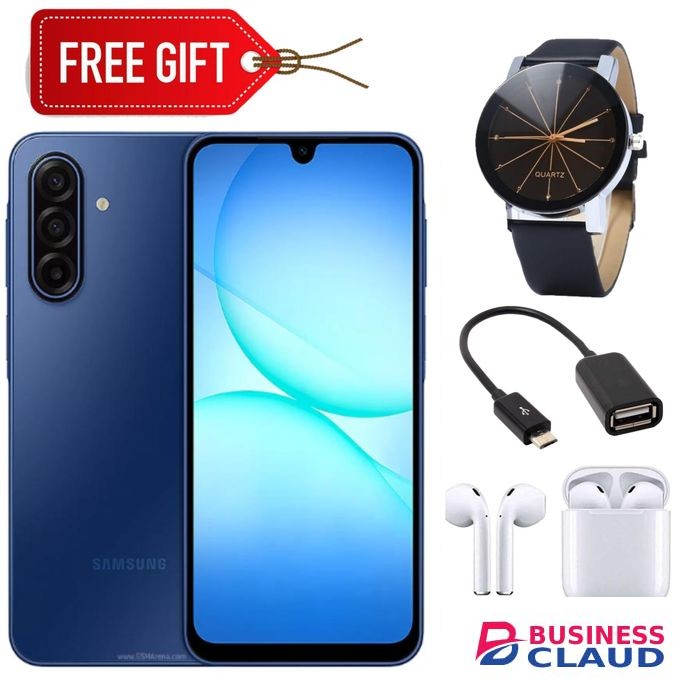 Samsung Galaxy A17, 6.7'' HD+ Display, 8GB RAM + 256GB ROM (Dual Sim), 50MP Camera, 5000mAh Battery - Blue + LED Watch + otg Cable & Earpods
