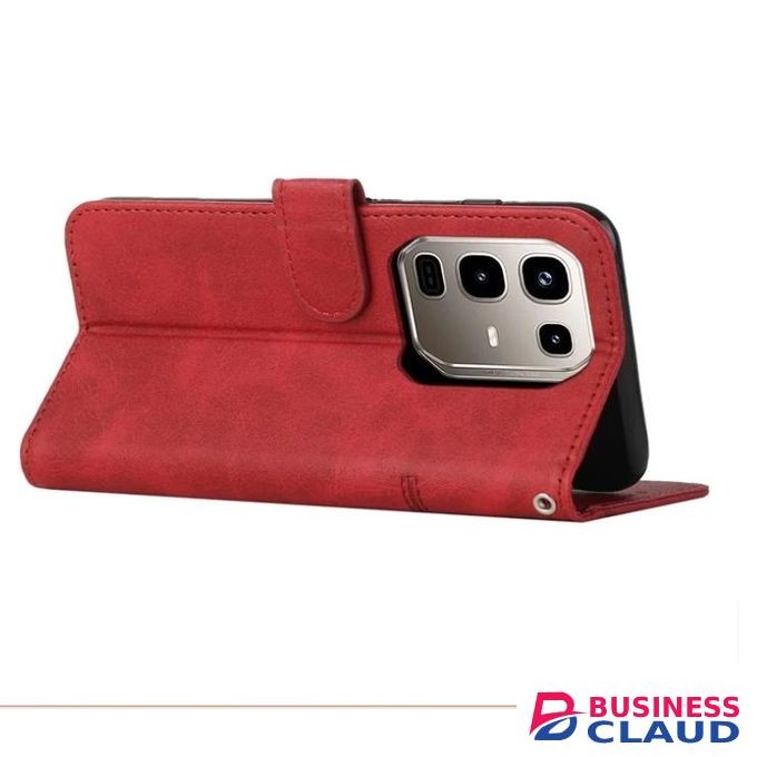 Infinix Hot 50 Pro Plus Retro Leather Flip Wallet Magnetic Case – Maroon – Shockproof, Kickstand, Card Slots, Magnetic Closure
