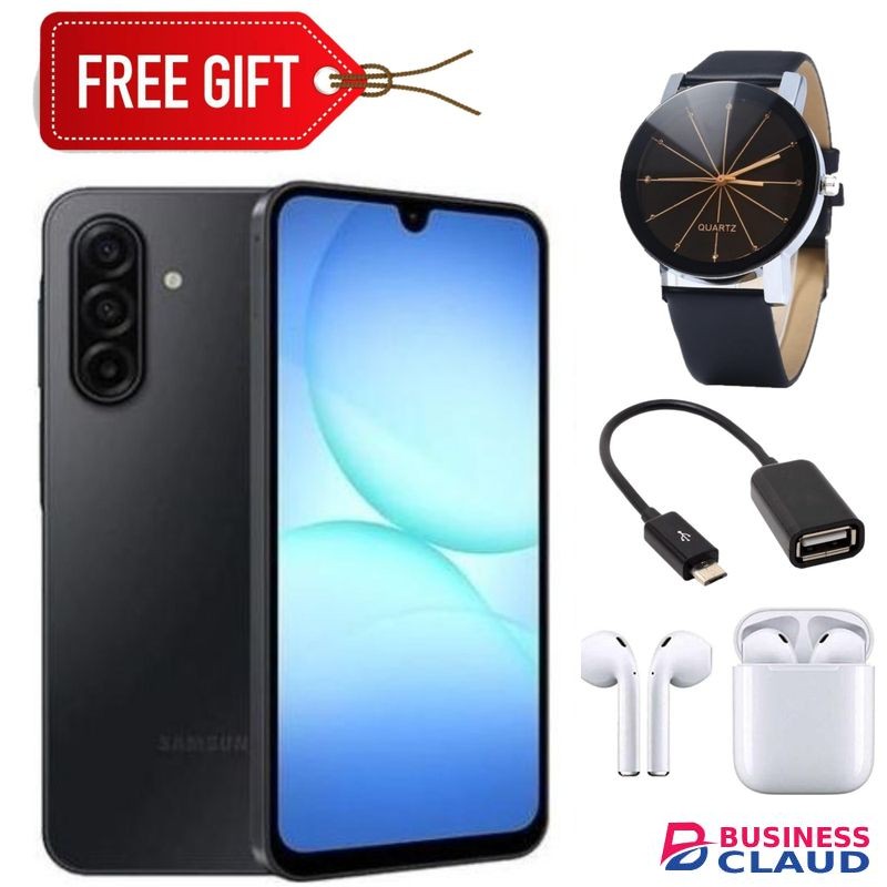 Samsung Galaxy A17, 6.7'' HD+ Display, 8GB RAM + 256GB ROM (Dual Sim), 50MP Camera, 5000mAh Battery - Black + LED Watch + otg Cable & Earpods