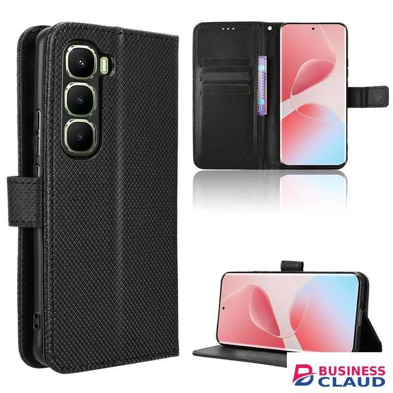 for infinix Hot 60 Pro Plus 4G Diamond Case Wallet Cover Shockproof Flip Stand Leather Case Black