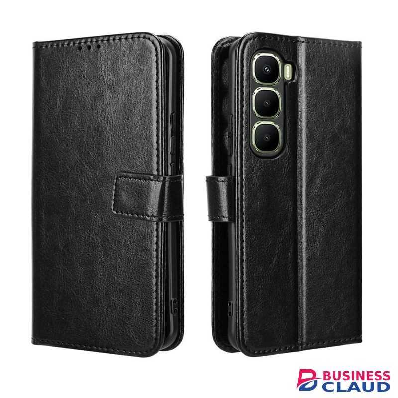 for Infinix Hot 60 Pro 4G Wallet Case Anti-lost Cover Shockproof Stand Flip Leather Case Black