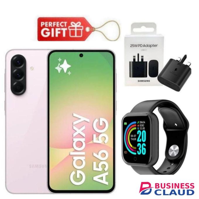 Samsung Galaxy A56 5G, 6.7", 128GB ROM + 8GB RAM (Dual SIM), 5000mAh, Awesome Pink + Travel Adapter & Smart Watch