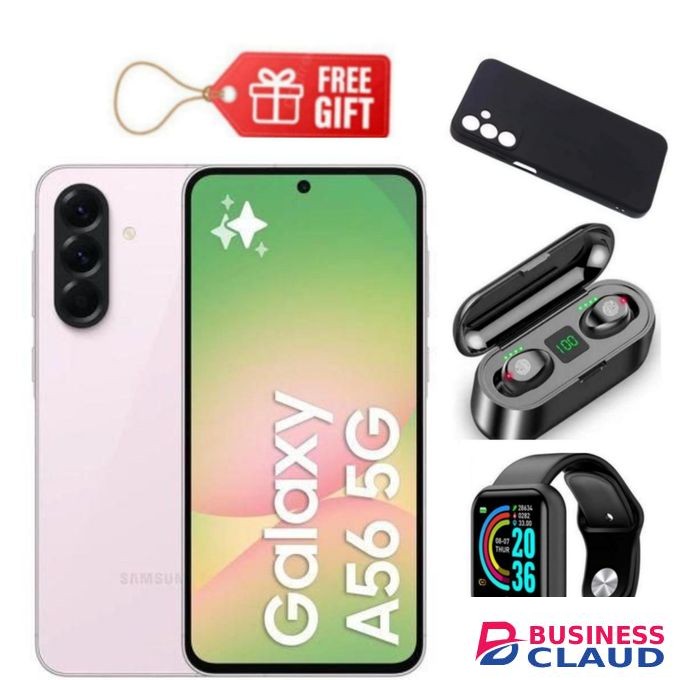 Samsung Galaxy A56 5G, 6.7", 128GB ROM + 8GB RAM (Dual SIM), 5000mAh, Awesome Pink + F9 Earbuds , Phone Cover & Smart Watch