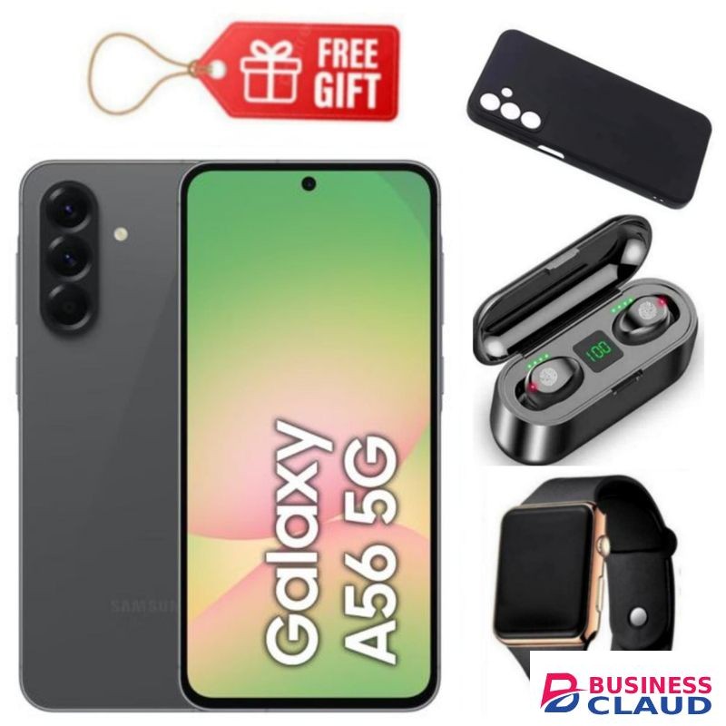 Samsung Galaxy A56 5G, 6.7", 128GB ROM + 8GB RAM (Dual SIM), 5000mAh, Awesome Graphite + Phone Cover, Led Watch & F9 Earbuds