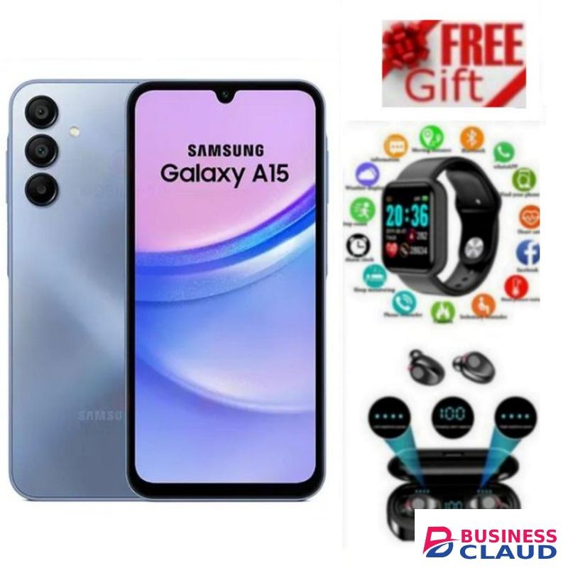 Samsung Galaxy A15, 6.5'' Display, 6GB RAM + 128GB ROM (Dual Sim) 50MP, 5000mAh+WATCH BUDS