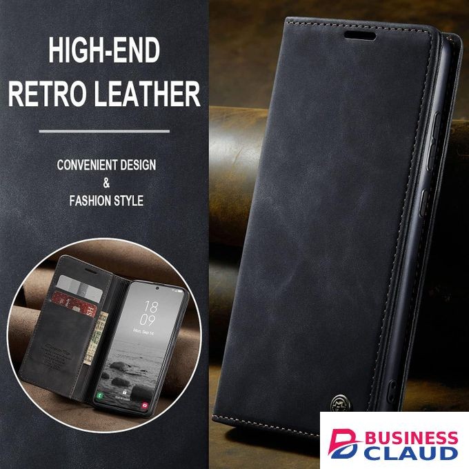 CaseMe Executive Retro Leather Wallet Case for Infinix Hot50i – Premium PU Leather, Multi-Card Organizer, Zipper Pocket & Magnetic Lock
