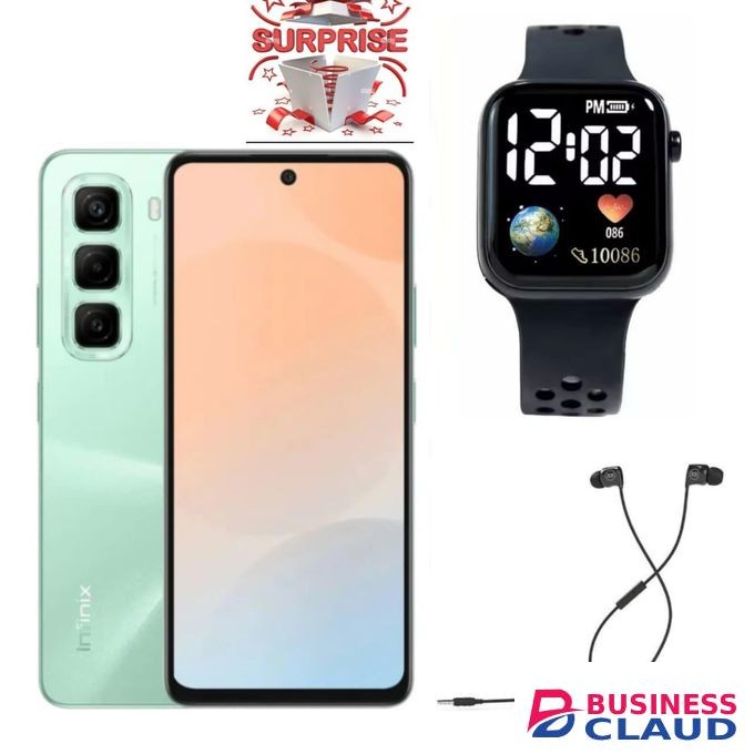 Infinix HOT 60 Pro 6.78'' Inches, AMOLED (Curved Screen) 8GB RAM & 128GB ROM, 5160mAh Battery - Black+Free LEDwatch+SPORTS