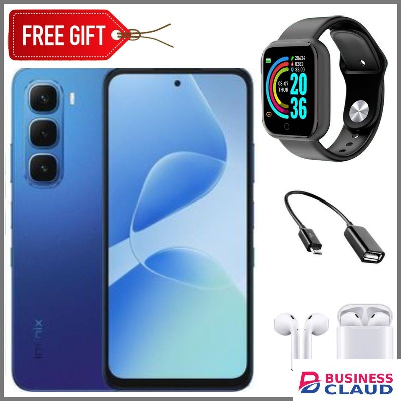 Infinix Hot 60i 4G"6.7-inch, 8GB RAM+256GB ROM' Battery: 5160mAh+Smartwatch+Otg cable+Earpods