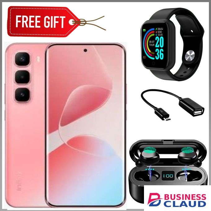 Infinix HOT 60 Pro+ (plus) 6.78'' Inches, AMOLED (Curved Screen) 8GB RAM & 128GB ROM, 5160mAh Battery - Violet+Free Smartwatch+Otg+Earbuds