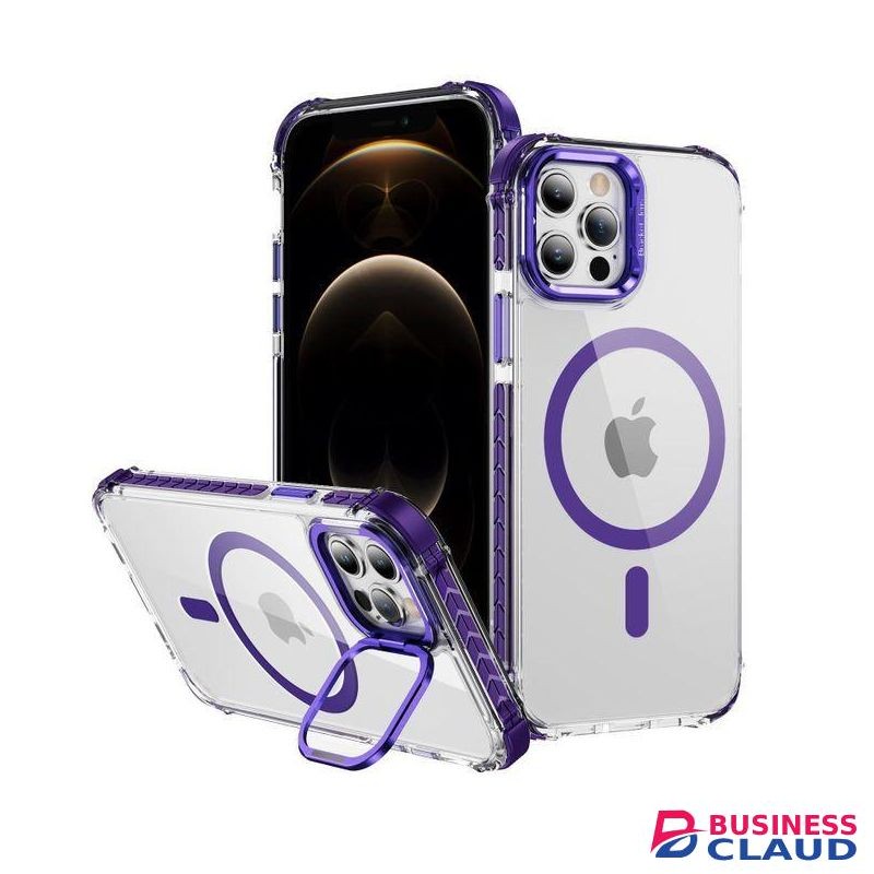 Premium Magnetic Case with Camera Lens Protection, Kickstand, and MagSafe Compatibility – Clear Acrylic & TPU Hybrid Cover for iPhone 16 Pro Max – Stylish Purplish Lavender Edition