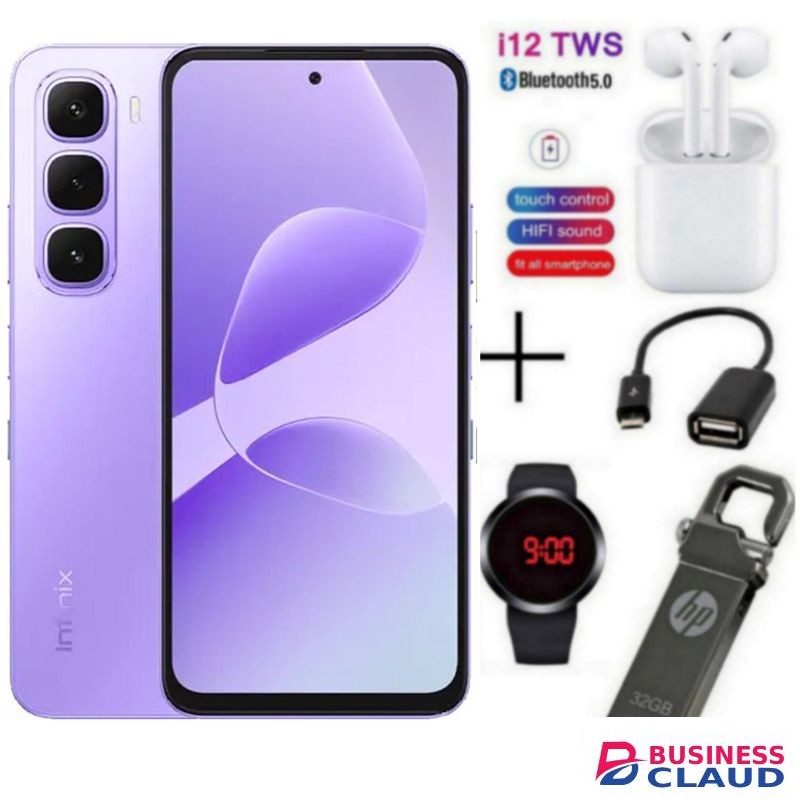Infinix Hot 60i', 6.7'', (6GB RAM + 128GB ROM), Dual SIM, 5160 MAh, 50MP - Purple + Free Gifts
