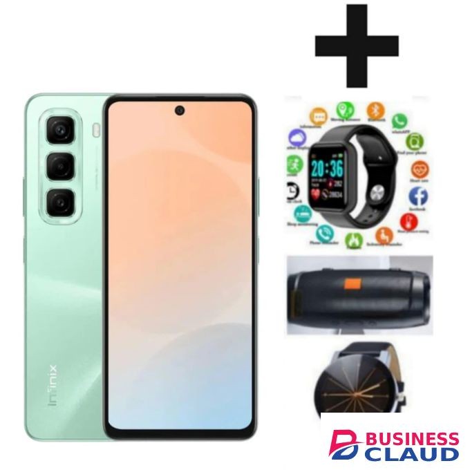 Infinix HOT 60 Pro 6.78'' Inches, AMOLED (Curved Screen) 8GB RAM & 128GB ROM, 5160mAh Battery - Black+Free Smartwatch+SPEAKER+WEB WATCH