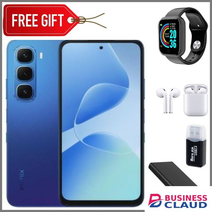 Infinix Hot 60i 4G"6.7-inch, 8GB RAM+256GB ROM' Battery: 5160mAh+Powerbank+Smartwatch+Earpods+Card Reader