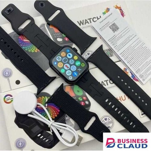 Smartwatch Watch 10 Hu19 Full Touch Screen Smart Watch For Android & IOS Phones With Three Straps - Black