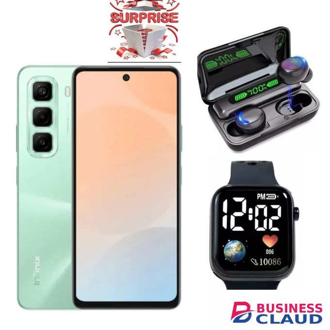 Infinix HOT 60 Pro 6.78'' Inches, AMOLED (Curved Screen) 8GB RAM & 128GB ROM, 5160mAh Battery - Black+Free LEDwatch+F9 EARBUDS