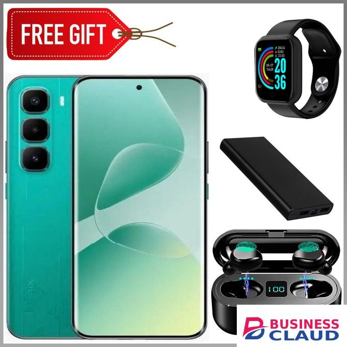 Infinix HOT 60 Pro Plus 6.78'' Inches, AMOLED (Curved Screen) 8GB RAM & 128GB ROM, 5160mAh Battery - Green+ Smart watch + Power bank & Earbuds