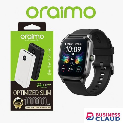 Oraimo Watch 5 2.01" HD Panda Glass 1ATM Anti-scratch AI-Generated Watch Faces Smart Watch + Power bank