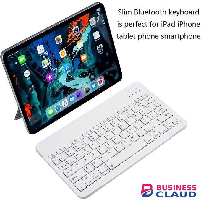Ultra-Slim Bluetooth Keyboard Portable Mini Wireless Keyboard Rechargeable For Apple IPad IPhone Samsung Tablet Phone Smartphone IPadOS IOS Android (10 Inch White)