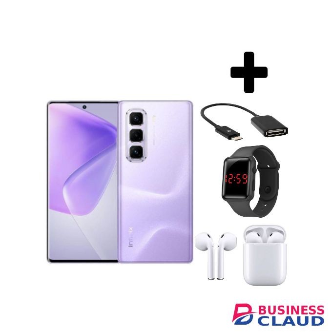 Infinix HOT 50 PRO PLUS,AMOLED CURVED SCREEN DISPLAY 6.78" INCHES(8GB +8GB) RAM & 128 GB ROM,5000MAH,50MP,PURPLE+Earphones+Otg+Led Watch